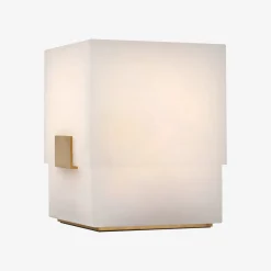 Table|Portables<Kelly Wearstler covet 6" rechargeable accent lamp ALABASTERANDANTIQUE-BURNISHEDBRASS