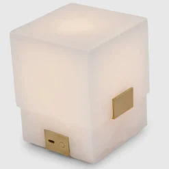 Table|Portables<Kelly Wearstler covet 6" rechargeable accent lamp ALABASTERANDANTIQUE-BURNISHEDBRASS