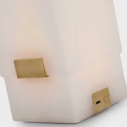 Table|Portables<Kelly Wearstler covet 16" rechargeable table lamp ALABASTERANDANTIQUE-BURNISHEDBRASS