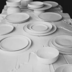 Dune Collection|Drinkware<Kelly Wearstler dune coffee cup & saucer, set of 4 ALABASTER