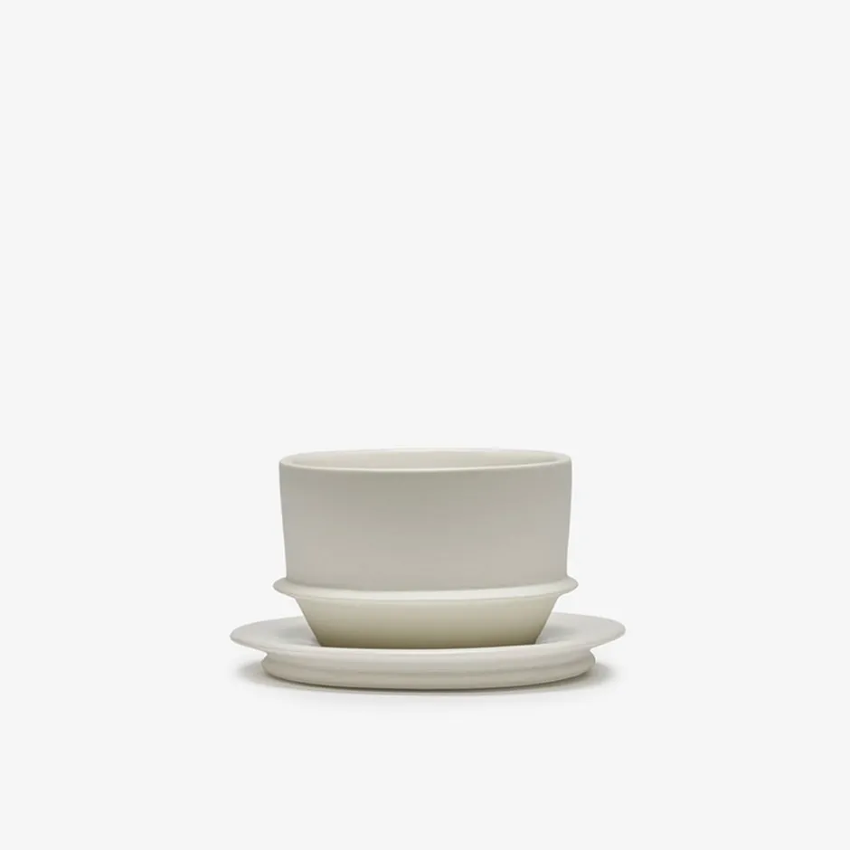 Dune Collection|Drinkware<Kelly Wearstler dune coffee cup & saucer, set of 4 ALABASTER