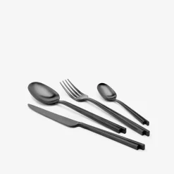 Dune Collection|Flatware<Kelly Wearstler dune flatware, 24 pc set BLACK