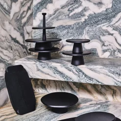 Dune Collection|Serveware<Kelly Wearstler dune tray set, high EBONIZED