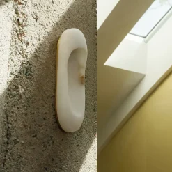 Wall<Kelly Wearstler esculpa 18" elongated wall light ALABASTERANDANTIQUE-BURNISHEDBRASS