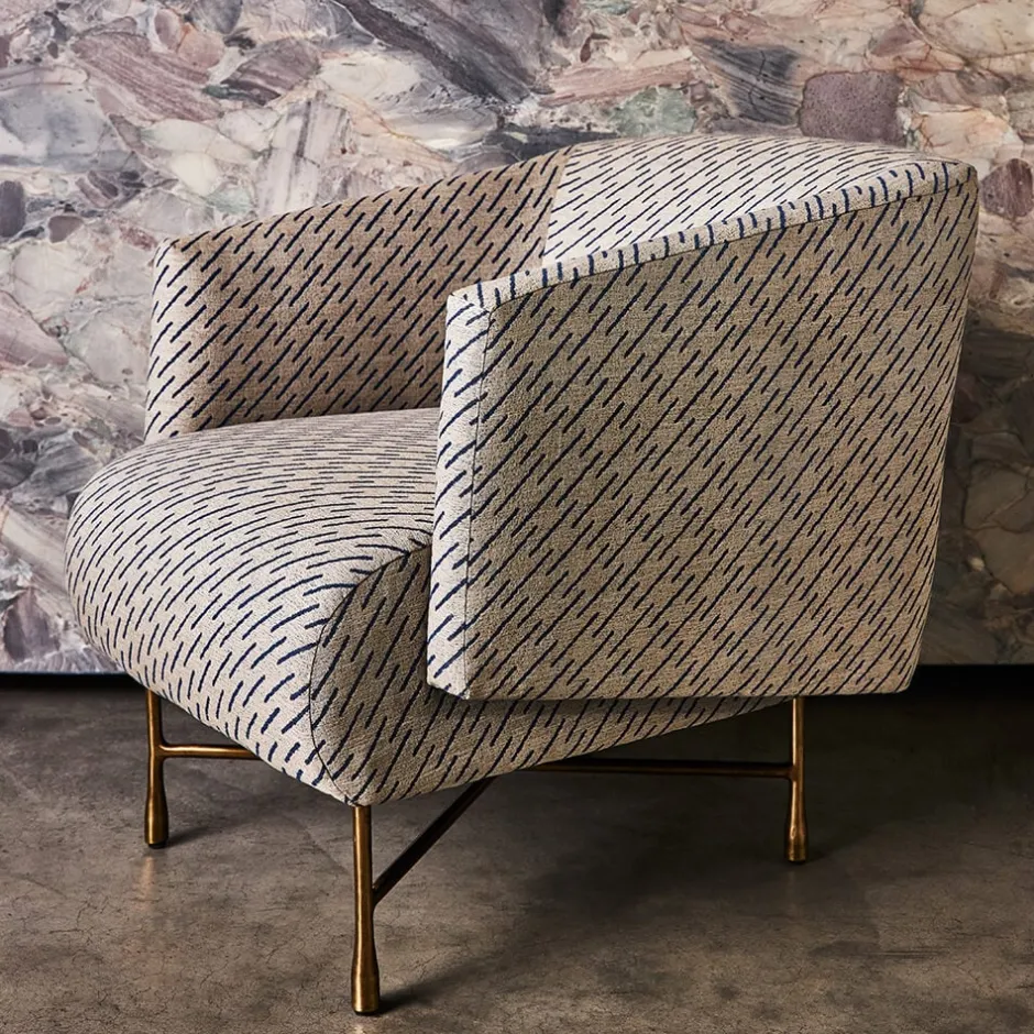 Fabrics<Kelly Wearstler esker weave NAVYONCREAM