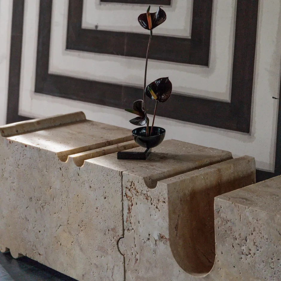 Benches|Consoles & Storage<Kelly Wearstler hume modular stone bench TRAVERTINE