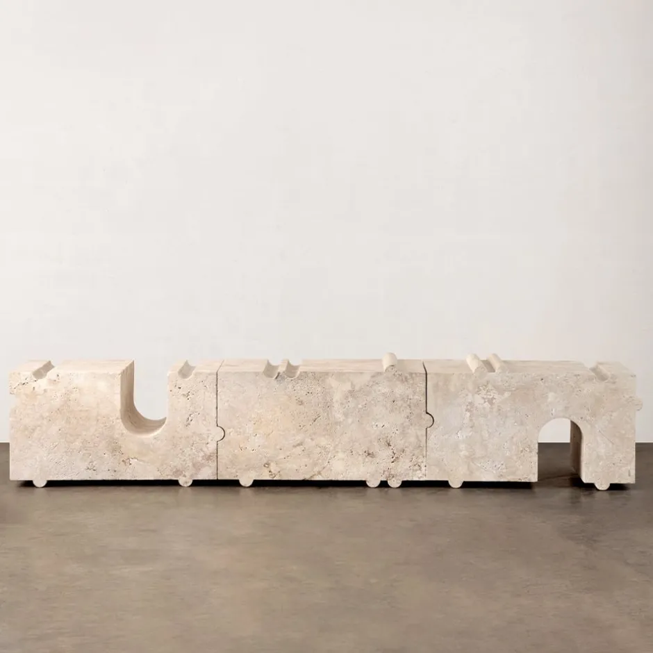 Benches|Consoles & Storage<Kelly Wearstler hume modular stone bench TRAVERTINE