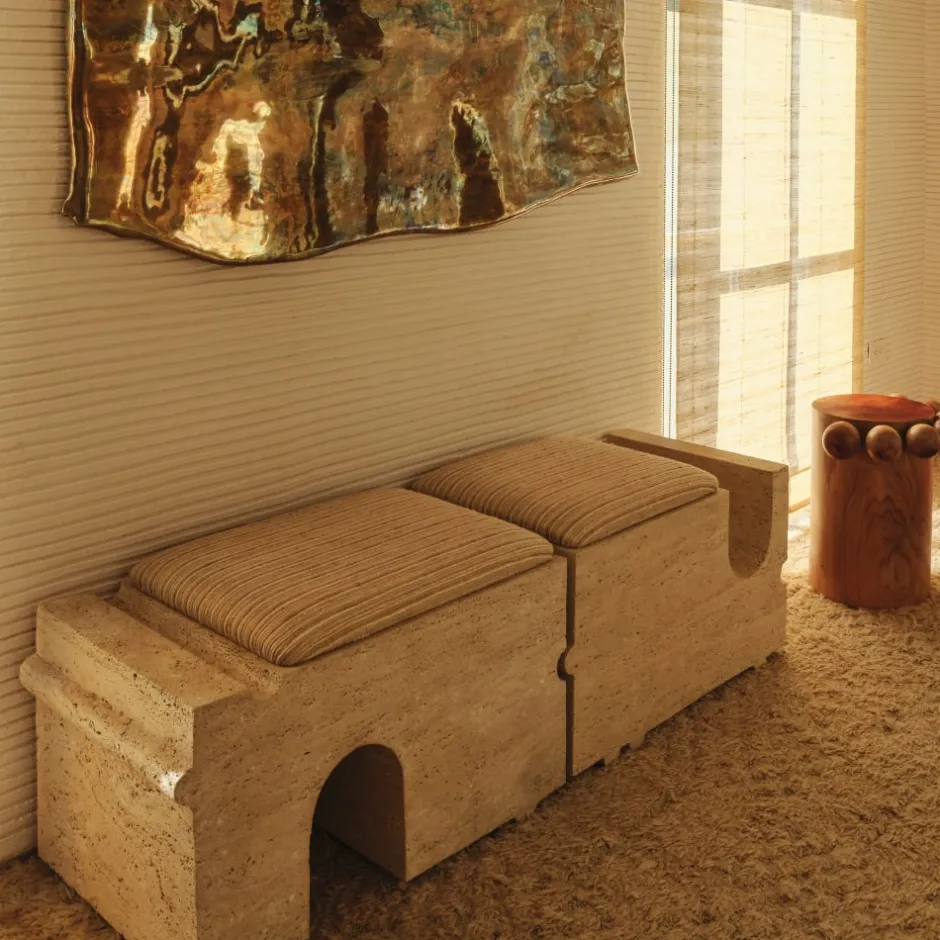 Benches|Consoles & Storage<Kelly Wearstler hume modular stone bench TRAVERTINE