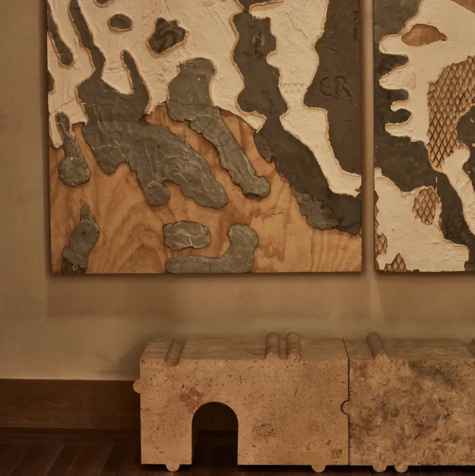 Benches|Consoles & Storage<Kelly Wearstler hume modular stone bench TRAVERTINE