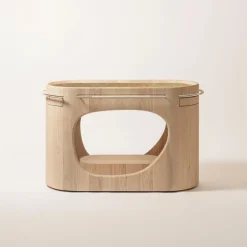 Consoles & Storage|Entertaining<Kelly Wearstler maris bar cart NATURALWOODGIALLOREALE