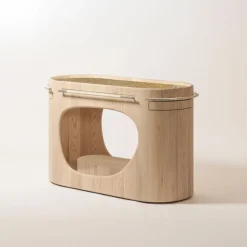 Consoles & Storage|Entertaining<Kelly Wearstler maris bar cart NATURALWOODGIALLOREALE