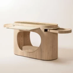 Consoles & Storage|Entertaining<Kelly Wearstler maris bar cart NATURALWOODGIALLOREALE