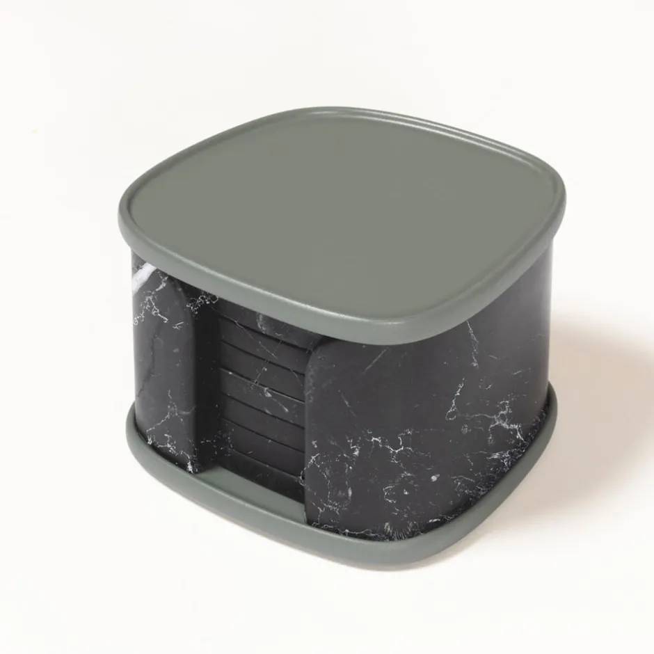 Barware<Kelly Wearstler maris marble coaster set NEROMARQUINA