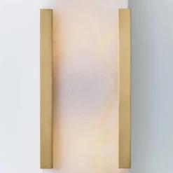 Wall<Kelly Wearstler melange 10" elongated sconce ANTIQUE-BURNISHEDBRASSW/ALABASTER