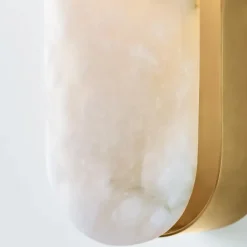 Wall<Kelly Wearstler melange 10" elongated sconce ANTIQUE-BURNISHEDBRASSW/ALABASTER