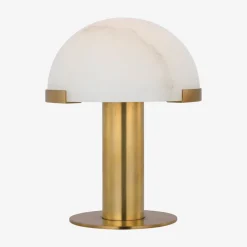 Table|Portables<Kelly Wearstler melange 8" rechargeable accent lamp ANTIQUE-BURNISHEDBRASSWITHALABASTER