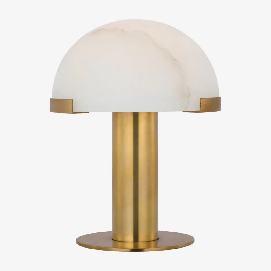 Table|Portables<Kelly Wearstler melange 8" rechargeable accent lamp ANTIQUE-BURNISHEDBRASSWITHALABASTER