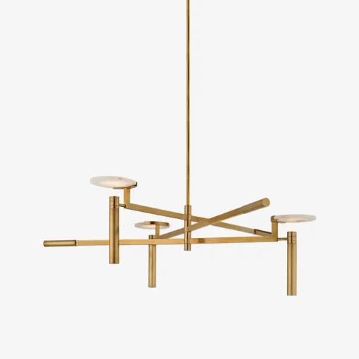 Chandeliers<Kelly Wearstler melange large floating disc chandelier BURNISHEDBRASSWITHALABASTER