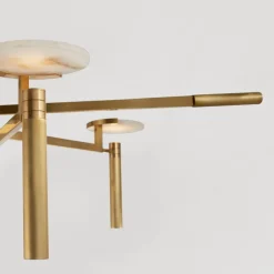 Chandeliers<Kelly Wearstler melange large floating disc chandelier BURNISHEDBRASSWITHALABASTER