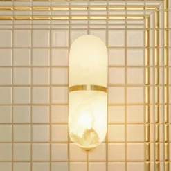 Wall<Kelly Wearstler melange pill form sconce - bronze w/ alabaster BRONZEW/ALABASTER
