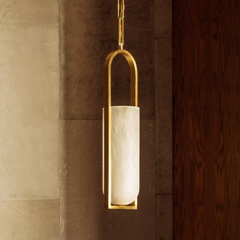 Pendants<Kelly Wearstler melange small elongated pendant BRONZEW/ALABASTER