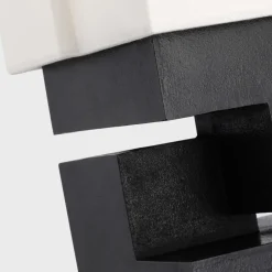 Table<Kelly Wearstler nucleo 18" table lamp MUSEUMBLACKWITHLINENSHADE