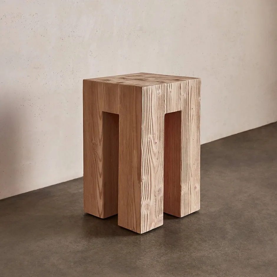 Side Tables<Kelly Wearstler piru plinth SANDBLASTEDBLEACHEDDOUGLASFIR