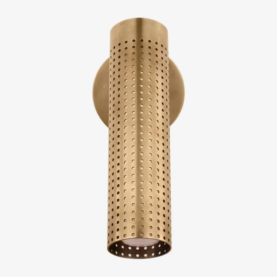 Wall<Kelly Wearstler precision 12" articulating sconce ANTIQUEBURNISHEDBRASSWITHWHITEGLASS