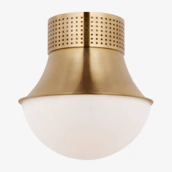 Flush Mounts<Kelly Wearstler precision 9" flush mount ANTIQUEBURNISHEDBRASSWITHWHITEGLASS