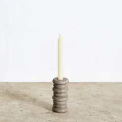 Objects<Kelly Wearstler rippled medium candle holder LIGHTSMOKE
