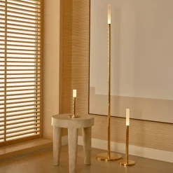 Floor<Kelly Wearstler rousseau 60" floor lamp ANTIQUE-BURNISHEDBRASSWITHETCHEDCRYSTAL