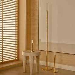 Floor<Kelly Wearstler rousseau 60" floor lamp ANTIQUE-BURNISHEDBRASSWITHETCHEDCRYSTAL