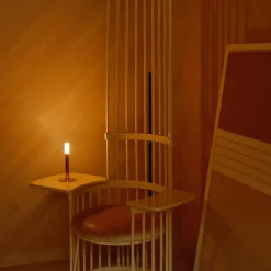 Portables<Kelly Wearstler rousseau 10" rechargeable accent lamp BRONZEWITHETCHEDCRYSTAL