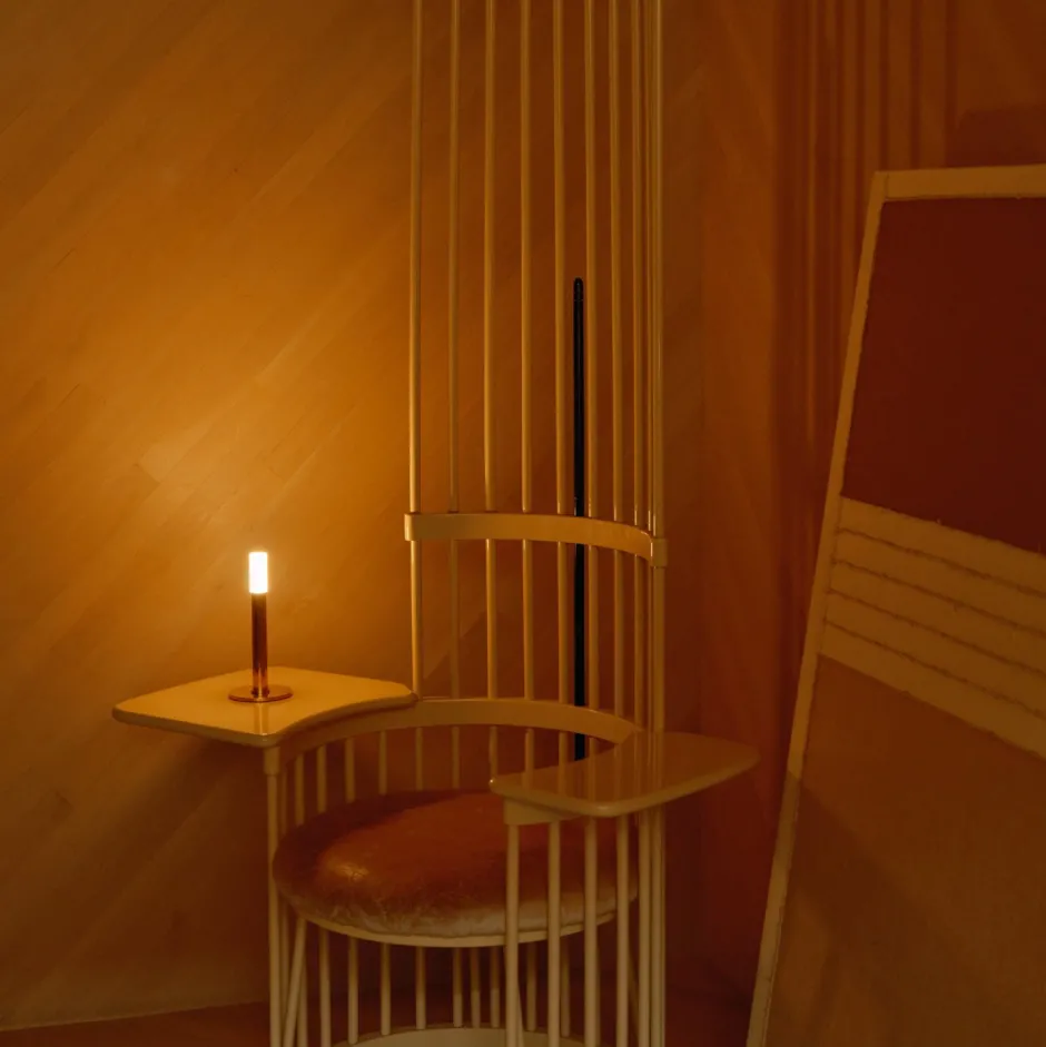 Portables<Kelly Wearstler rousseau 10" rechargeable accent lamp BRONZEWITHETCHEDCRYSTAL