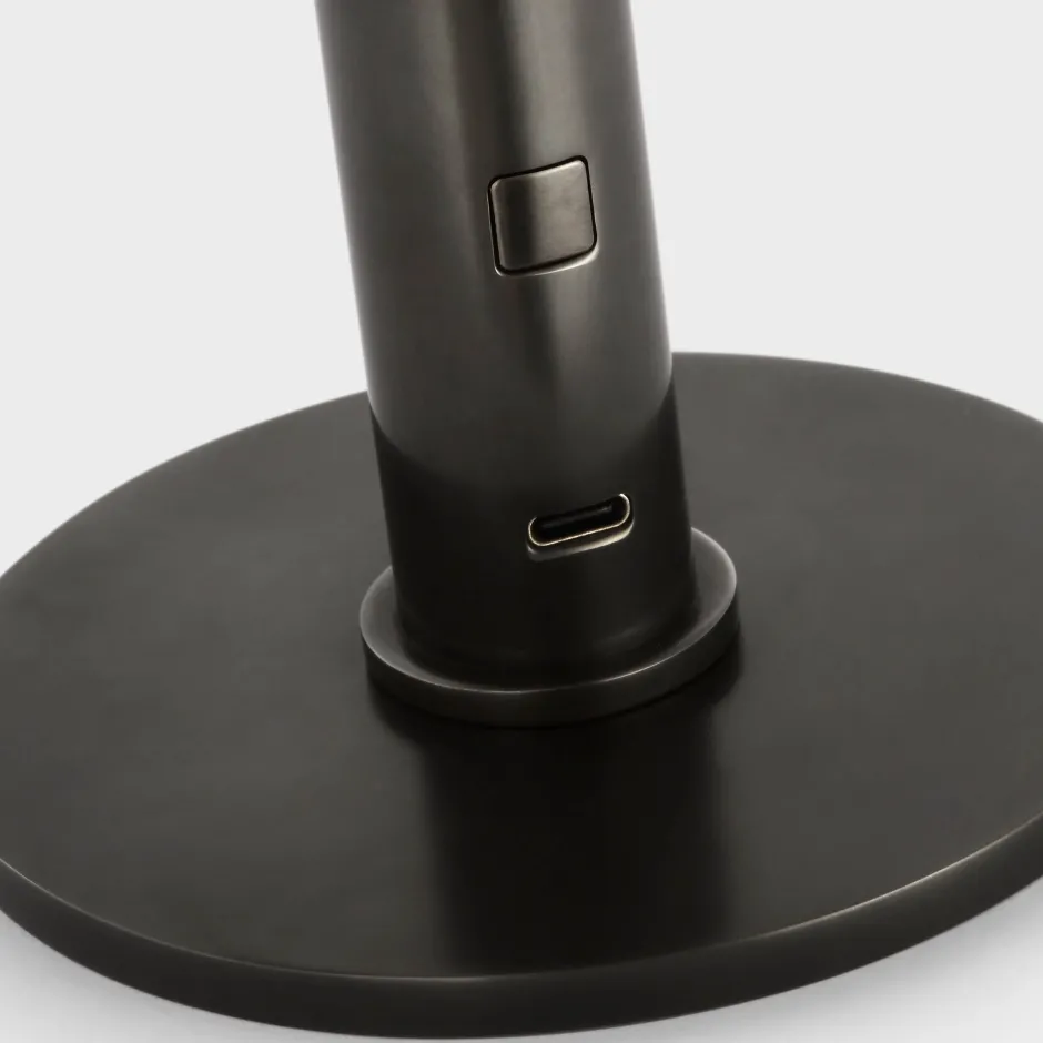 Portables<Kelly Wearstler rousseau 10" rechargeable accent lamp BRONZEWITHETCHEDCRYSTAL