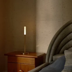 Table<Kelly Wearstler rousseau 20" table lamp ANTIQUE-BURNISHEDBRASSWITHETCHEDCRYSTAL