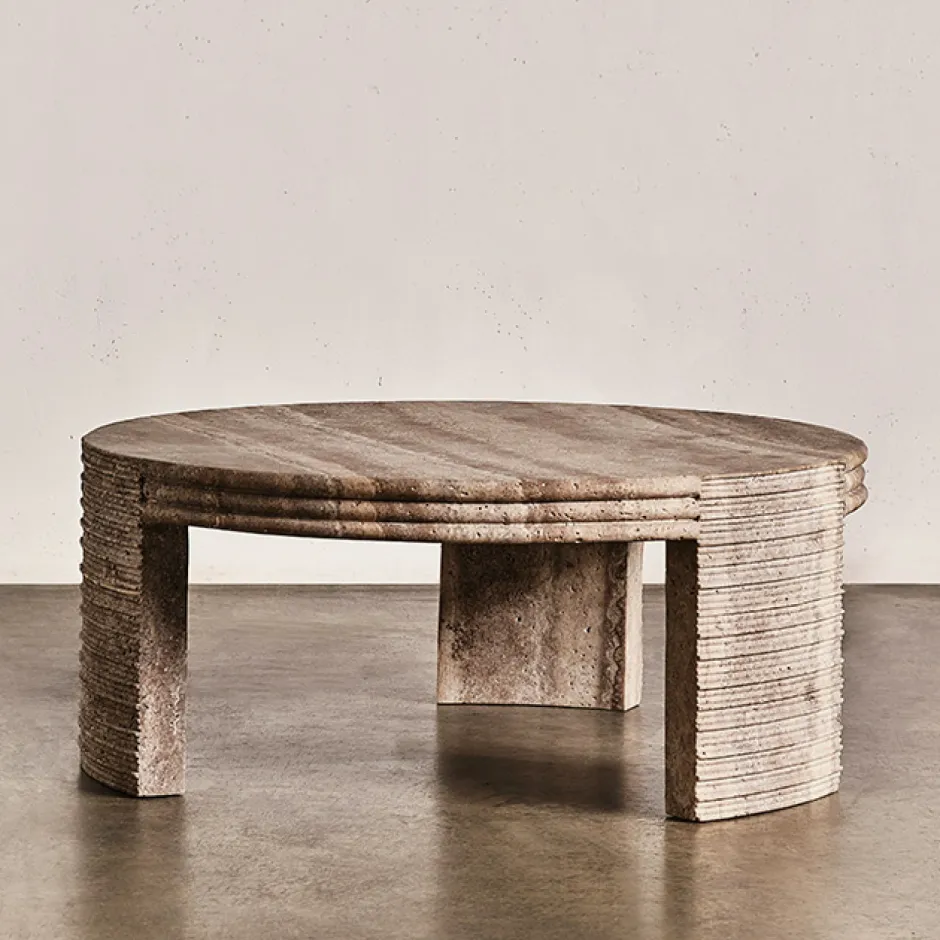 Coffee Tables<Kelly Wearstler stacked coffee table COFFEETRAVERTINE