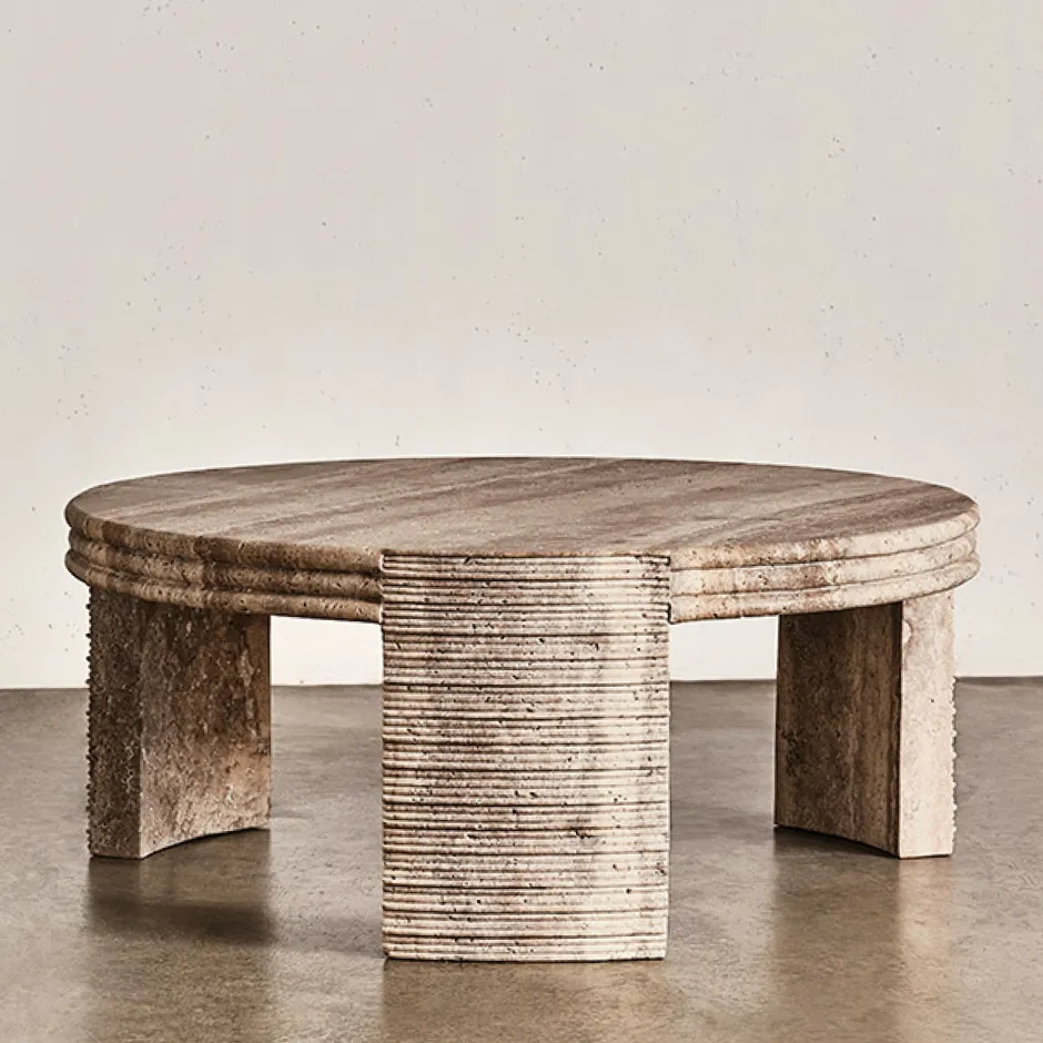 Coffee Tables<Kelly Wearstler stacked coffee table COFFEETRAVERTINE