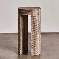 Side Tables<Kelly Wearstler stacked drink table COFFEETRAVERTINE