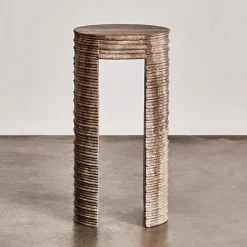 Side Tables<Kelly Wearstler stacked drink table COFFEETRAVERTINE