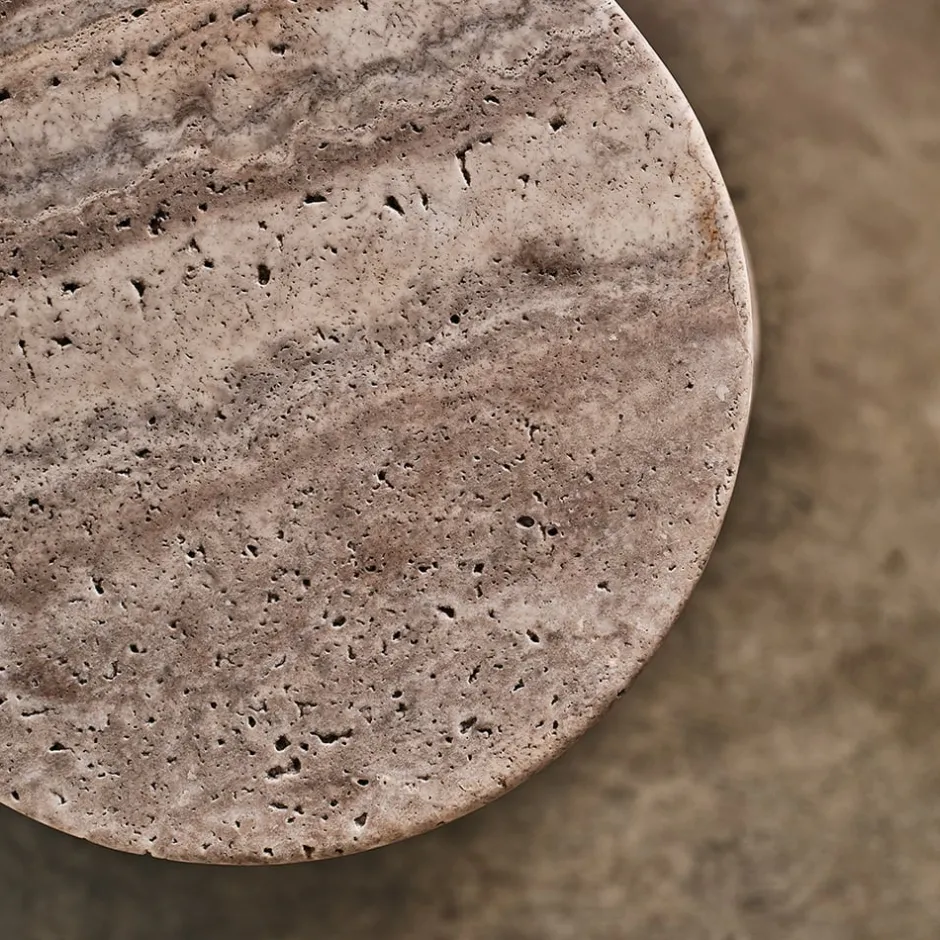 Side Tables<Kelly Wearstler stacked drink table COFFEETRAVERTINE