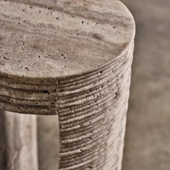 Side Tables<Kelly Wearstler stacked drink table COFFEETRAVERTINE