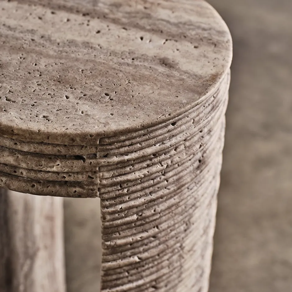 Side Tables<Kelly Wearstler stacked drink table COFFEETRAVERTINE