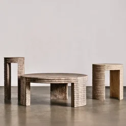 Side Tables<Kelly Wearstler stacked drink table COFFEETRAVERTINE