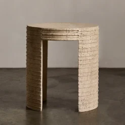 Side Tables<Kelly Wearstler stacked side table TRAVERTINE