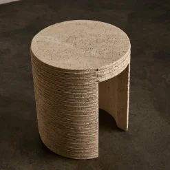 Side Tables<Kelly Wearstler stacked side table TRAVERTINE