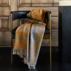Throws<Kelly Wearstler superluxe channels throw CHESTNUT/CHARCOAL