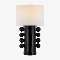 Table<Kelly Wearstler tiglia tall table lamp BLACKWITHLINENSHADE-CORDLESS