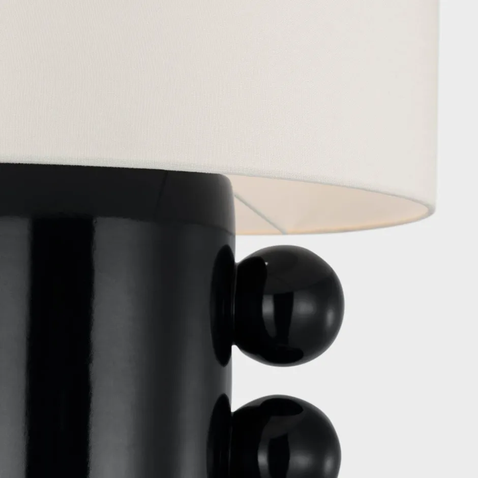 Table<Kelly Wearstler tiglia tall table lamp BLACKWITHLINENSHADE-CORDLESS
