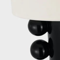 Table<Kelly Wearstler tiglia tall table lamp BLACKWITHLINENSHADE-CORDLESS